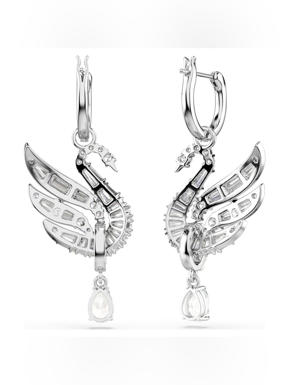 Swarovski Silver Crystal Swan Drop Earrings NIB Retail:$219 Mixed Stones - Picture 4 of 7